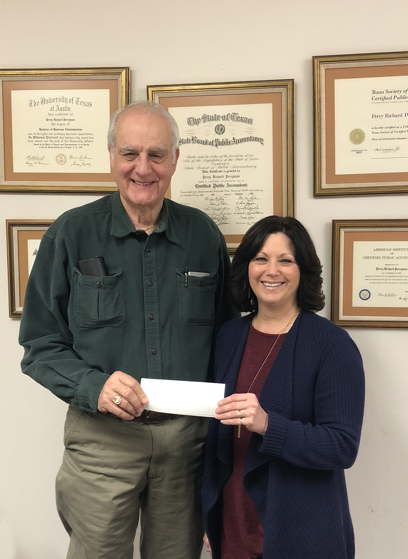 Richard Perryman gives $7,000 for NTCC Work Scholarship Program